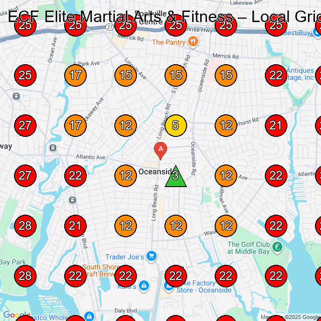 ECF Elite Martial Arts & Fitness GeoGrid visibility map for Sports School in Oceanside